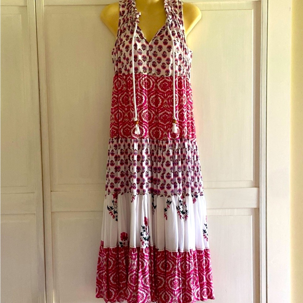 Chelsea & Theodore Patterned Tiered Midi Dress
 Sz XS